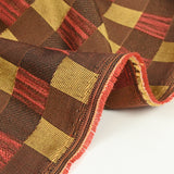 Jacquard de poliéster de cuadros dorados y marrones