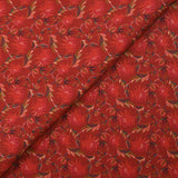 Cotton poplin printed wild flowers burgundy background