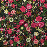 Botanical ball printed cotton poplin black background