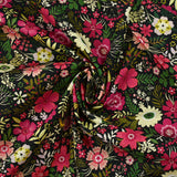 Botanical ball printed cotton poplin black background