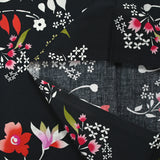 Cotton poplin printed floral archipelago black background