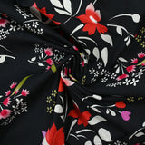 Cotton poplin printed floral archipelago black background
