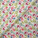 Cotton poplin printed with colorful foliage on white background