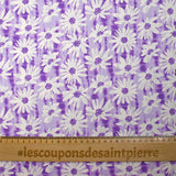 Cotton poplin printed with daisy vibration, purple background