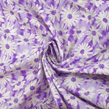 Cotton poplin printed with daisy vibration, purple background