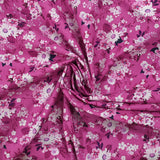Cotton poplin printed with seasonal bouquet orchid background