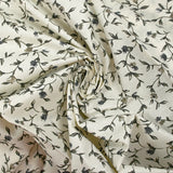 Botanical arabesque printed cotton poplin off-white background