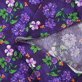 Flora printed cotton poplin dark purple background