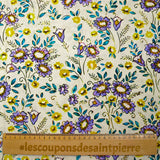 Cotton poplin printed with earthenware flowers on an ecru background