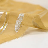 Mousseline de Soie dévorée Tlija or et argent fond ocre