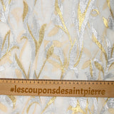 Devoured silk muslin tlija gold and silver broken white background
