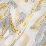 Devoured silk muslin tlija gold and silver broken white background