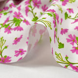 Printed cotton poplin sown by the wind magenta white background