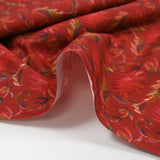 Cotton poplin printed wild flowers burgundy background