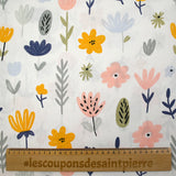 Cotton poplin printed with flower design on white background