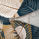 Cotton poplin printed with large leaves, beige background