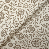 Cotton poplin printed with taupe floral print, off-white background