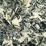 Crepe printed with black wood whisper on ecru background