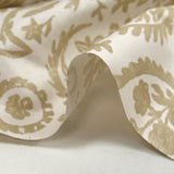Beige cashmere printed cotton poplin with off-white background
