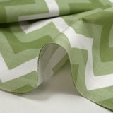 Green and white chevron printed cotton poplin