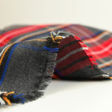 Dyed woven polyviscose gabardine with gray background checks