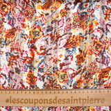 Printed muslin with satin stripe, pink and yellow dawn dust