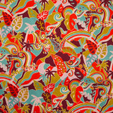 Coton liberty ® Elea Sun rouge et moutarde au mètre