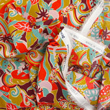 Coton liberty ® Elea Sun rouge et moutarde au mètre