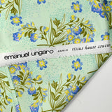 100% silk printed silk spring water green background