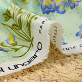 100% silk printed silk spring water green background