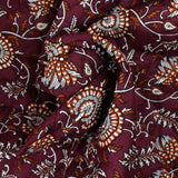 Double-sided quilted cotton Amayra camel and garnet per meter