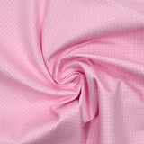 Algodón picado impreso con fondo rosa de lunares