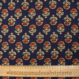 Indian cotton printed Jhansi navy background