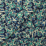 Indian cotton printed Itanagar turquoise navy background