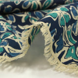 Indian cotton printed Itanagar turquoise navy background
