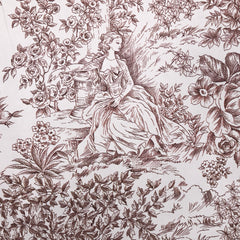 Piqué de coton toile de jouy marron