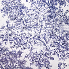 Tissus Piqué de coton toile de jouy marine