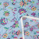 Claudia blue background crepe de chine