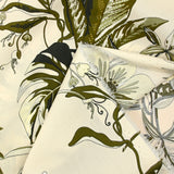 Algodón estampado Monstera variegata con fondo crudo