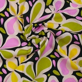 Viscose imprimée Flower Power vert et violet