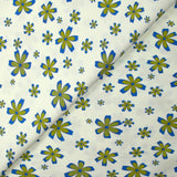 Bengaline cotton printed anise flowers and royal blue off-white background