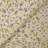 Jersey côtelé imprimé fleurs jaune et gris fond écru chiné