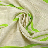 Viscosa y algodón a rayas en relieve verde manzana fondo crudo natural
