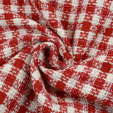 Red and white checked polyester tweed