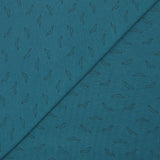 Jersey de coton imprimé moustache fond bleu pétrole