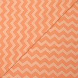 Jersey de coton imprimé chevrons fond pêche blanche