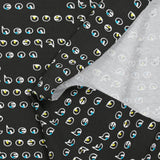 Cotton jersey pop bubbles print yellow and blue black background