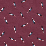 Cotton jersey with wine bottle print on wine background