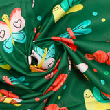 Cotton printed Lenny's world dark green background