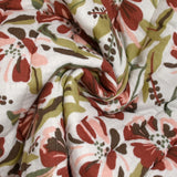 Double-sided quilted gauze Bangkok white and green background by the meter